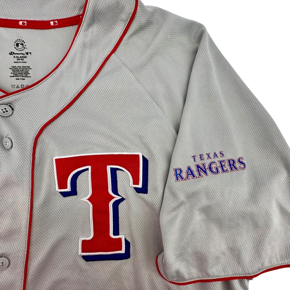 Texas Rangers MLB Baseball Jersey Mens 2XL Grey Dynasty Series Button Front Logo